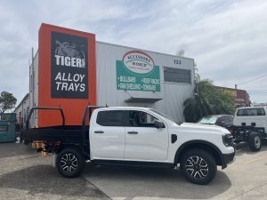 Ford Ranger Dual Cab Powdercoated Black Tradie Tray (with ladder rack)