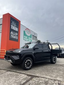 Toyota Hilux Dual Cab with Tradie Tray Powdercoated Black ft. Ladder Rack and Underbody Toolbox #39