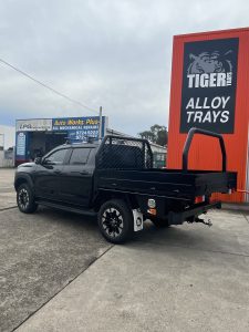 Toyota Hilux Dual Cab with Tradie Tray Powdercoated Black ft. Ladder Rack and Underbody Toolbox #42