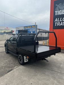 Toyota Hilux Dual Cab with Tradie Tray Powdercoated Black ft. Ladder Rack and Underbody Toolbox #47