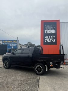 Toyota Hilux Dual Cab with Tradie Tray Powdercoated Black ft. Ladder Rack and Underbody Toolbox #44
