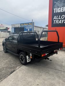 Toyota Hilux Dual Cab with Tradie Tray Powdercoated Black ft. Ladder Rack and Underbody Toolbox #45