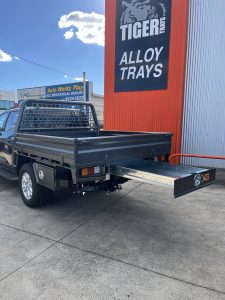 Black Steel Tray with underbody toolboxes and trundle drawer #16