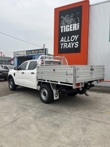 Dual Cab Ford Ranger with a Double High Sideboard Tiger Heavy Duty Tough Alloy Tray with Tipper and Swing Barn Tailgate #19