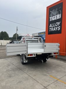 Dual Cab Ford Ranger with a Double High Sideboard Tiger Heavy Duty Tough Alloy Tray with Tipper and Swing Barn Tailgate #22