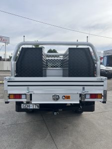 Toyota Hilux Dual Cab with Tiger Heavy Duty Tough Alloy Series. ft Trundle Drawer and Powdercoated black toolboxes and underbodies #64
