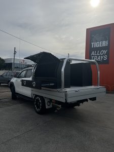 Toyota Hilux Dual Cab with Tiger Heavy Duty Tough Alloy Series. ft Trundle Drawer and Powdercoated black toolboxes and underbodies #65
