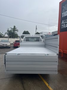 Single Cab Hilux with Tiger Tough Heavy Duty Series Alloy Tray with 660mm Sideboards and 90 degree headboard  #88