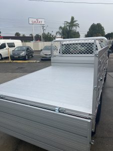 Single Cab Hilux with Tiger Tough Heavy Duty Series Alloy Tray with 660mm Sideboards and 90 degree headboard  #87