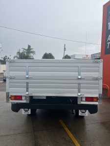 Single Cab Hilux with Tiger Tough Heavy Duty Series Alloy Tray with 660mm Sideboards and 90 degree headboard  #78