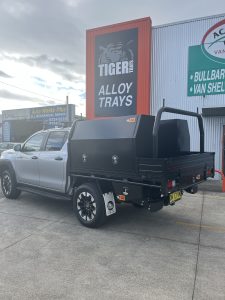 Toyota Hilux Dual Cab with Tiger Heavy Duty Tough Alloy Series Powderocated Black #103