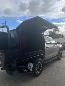Toyota Hilux Dual Cab with Tiger Heavy Duty Tough Alloy Series Powderocated Black #101