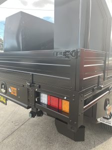 Toyota Hilux Dual Cab with Tiger Heavy Duty Tough Alloy Series Powderocated Black #100