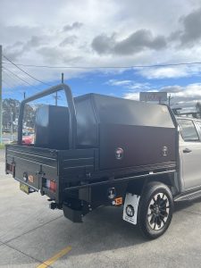 Toyota Hilux Dual Cab with Tiger Heavy Duty Tough Alloy Series Powderocated Black #102